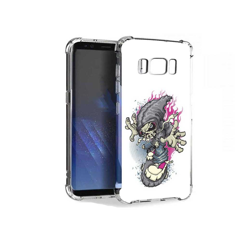

Чехол MyPads Tocco для Samsung Galaxy S8+ нарисованный скелет на скейт борде, Tocco