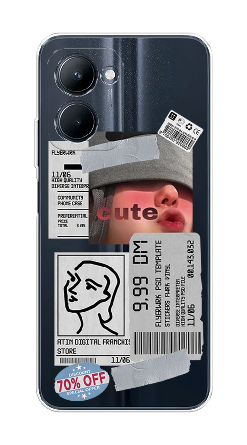

Чехол на Realme C33 "Cute girl collage", Розовый;серый;голубой, 2511350-6