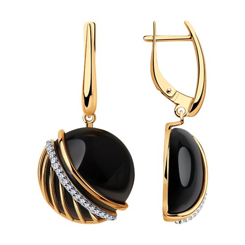 

Серьги подвески из серебра TEO MAORI 883020107, агат/фианит, 883020107