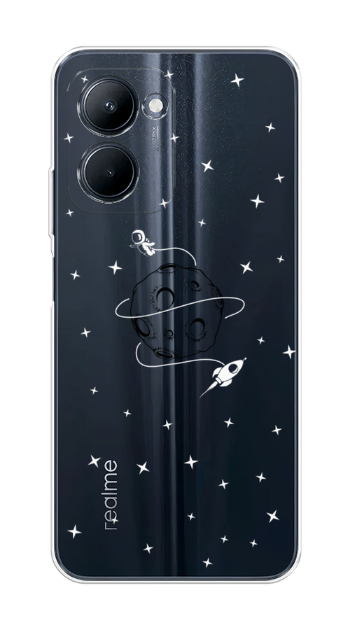 

Чехол на Realme C33 "Полет вокруг луны", Белый;серый;черный, 2511350-2