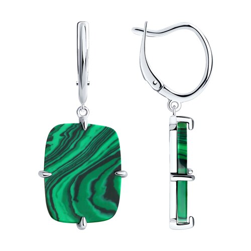 

Серьги из серебра TEO MAORI 883020376, малахит искусственный, 883020376