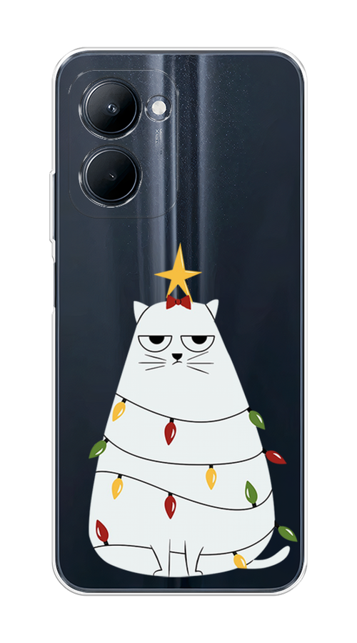 

Чехол на Realme C33 "Котик в гирлянде", Белый;красный;желтый, 2511350-1