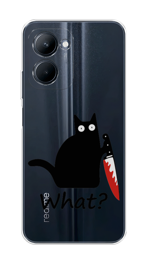 

Чехол на Realme C33 "Котик с ножом", Черный;красный, 2511350-6
