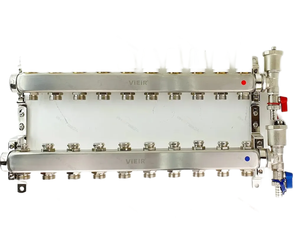 фото Коллектор для радиаторов 12 контуров в сборе распеределительный 1"x3/4" vieir