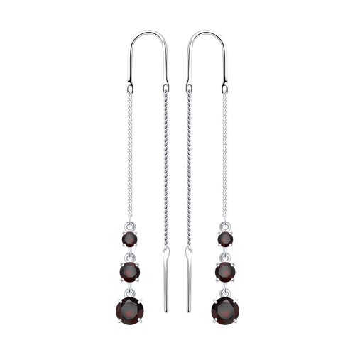 

Серьги продевки из серебра TEO MAORI 892022166, гранат, 892022166