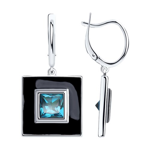 

Серьги подвески из серебра TEO MAORI 892022230, топаз/эмаль, 892022230