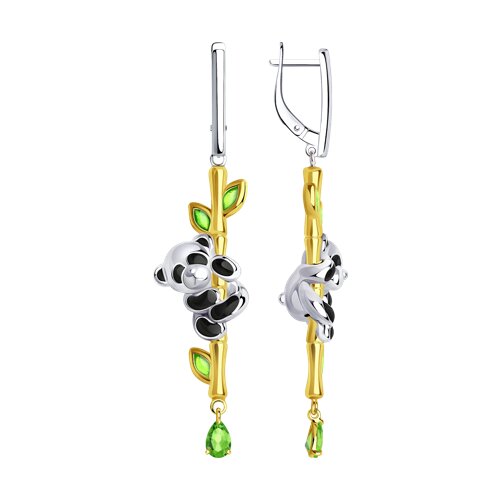 

Серьги подвески из серебра TEO MAORI 892022534, хризолит/эмаль, 892022534