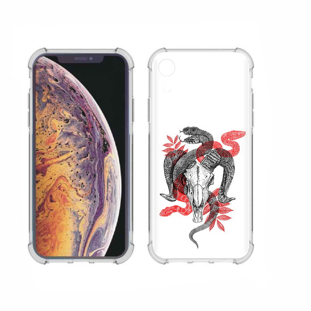 

Чехол MyPads Tocco для Apple iPhone XR змея в черепе рисунок, Прозрачный, Tocco