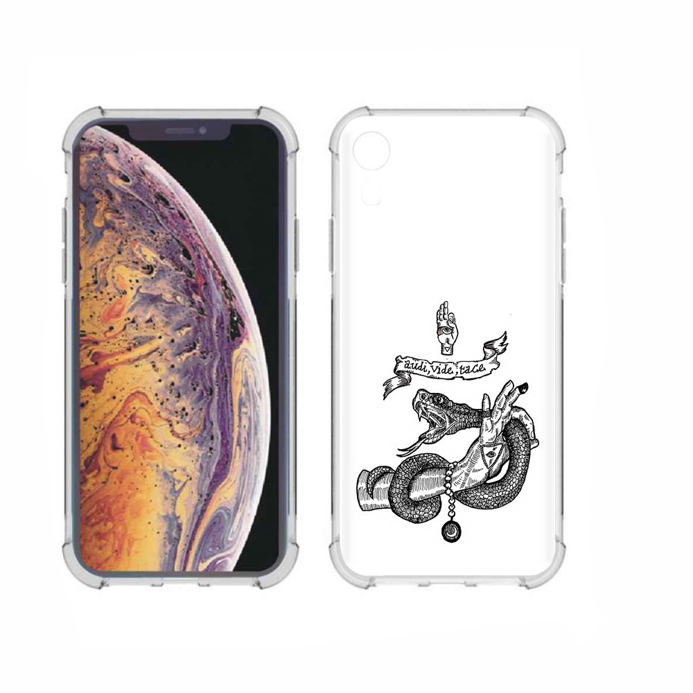 

Чехол MyPads Tocco для Apple iPhone XR змея на руке рисунок, Прозрачный, Tocco