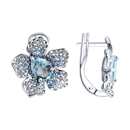 

Серьги из серебра TEO MAORI 892022986, топаз/фианит, 892022986