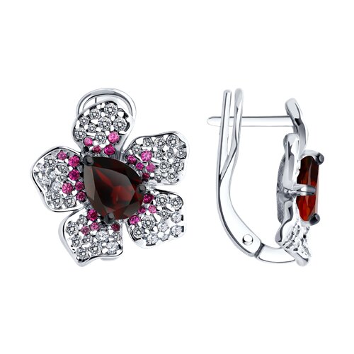 

Серьги из серебра TEO MAORI 892022987, гранат искусственный/рубин искусственный/фианит, 892022987