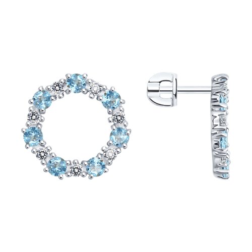 

Серьги пусеты из серебра TEO MAORI 892023019, топаз/фианит, 892023019