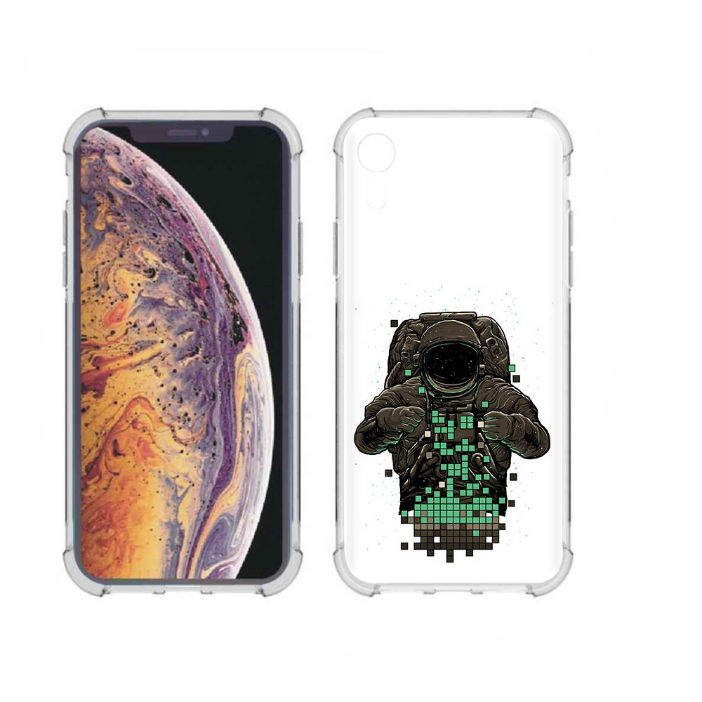 

Чехол MyPads Tocco для Apple iPhone XR космонавт с пикселями, Прозрачный, Tocco