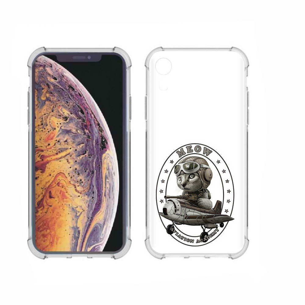 

Чехол MyPads Tocco для Apple iPhone XR кот в самолете, Прозрачный, Tocco