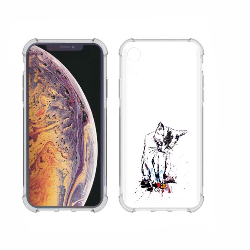 

Чехол MyPads Tocco для Apple iPhone XR кот и микки, Прозрачный, Tocco
