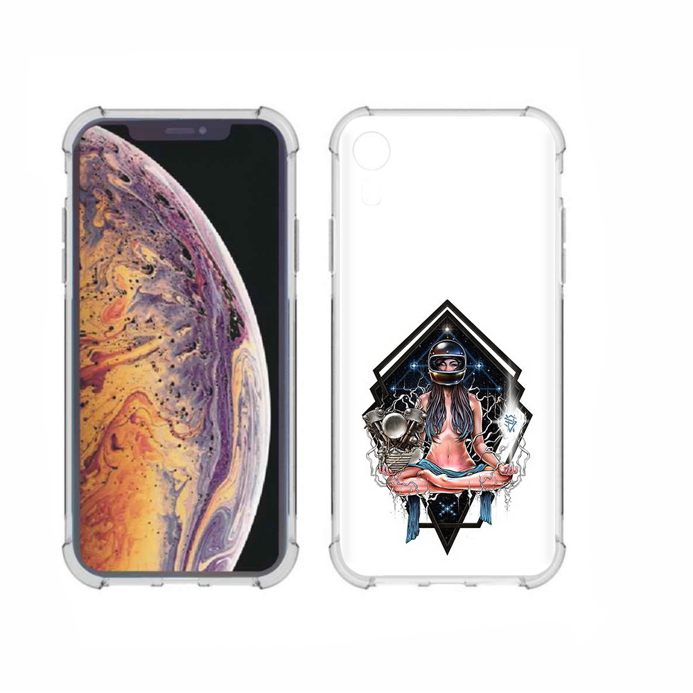 

Чехол MyPads Tocco для Apple iPhone XR красивая девушка в шлеме, Прозрачный, Tocco