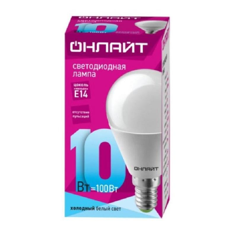 

Лампа светодиодная ОНЛАЙТ OLL-G45-10-230-6.5K-E14 10Вт Е14 6500К 61967, 2шт.