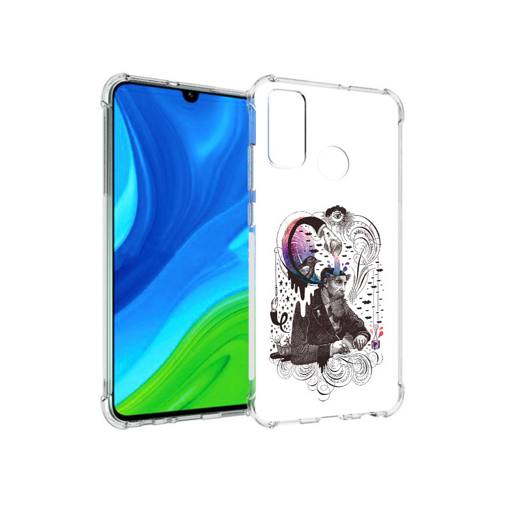 

Чехол MyPads Tocco для Huawei P Smart (2020) абстракция думающий мужчина, Прозрачный, Tocco
