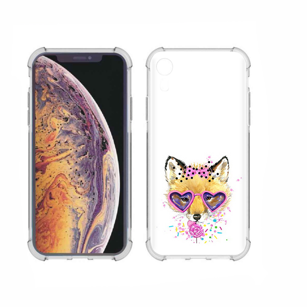 

Чехол MyPads Tocco для Apple iPhone XR лисенок с бантиком, Прозрачный, Tocco