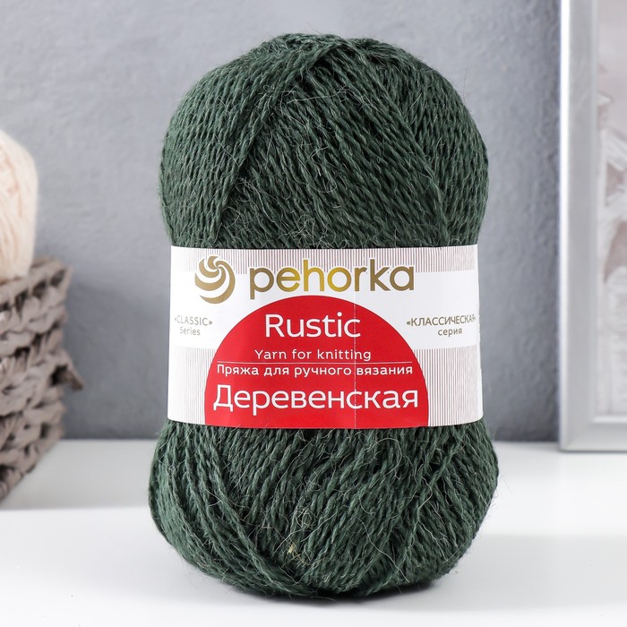 

Пряжа Деревенская 100% полугрубая шерсть 250м/100гр (381-Лавр), Зеленый