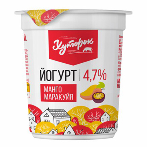 фото Йогурт хуторок манго-маракуйя 4,7% бзмж 120 г