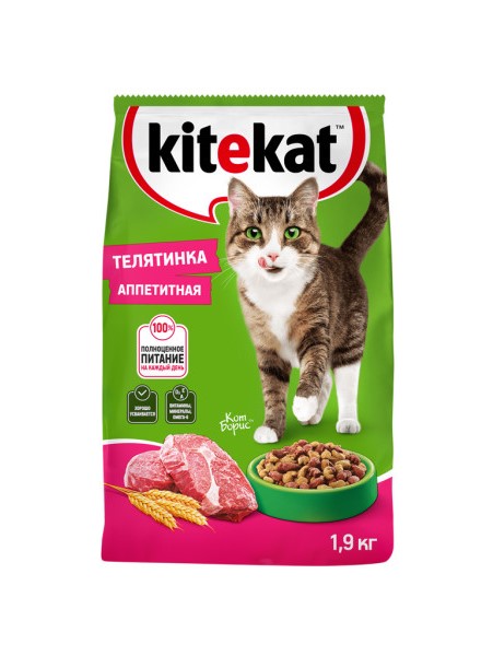 Сухой корм для кошек Kitekat Телятинка Аппетитная, 1.9кг