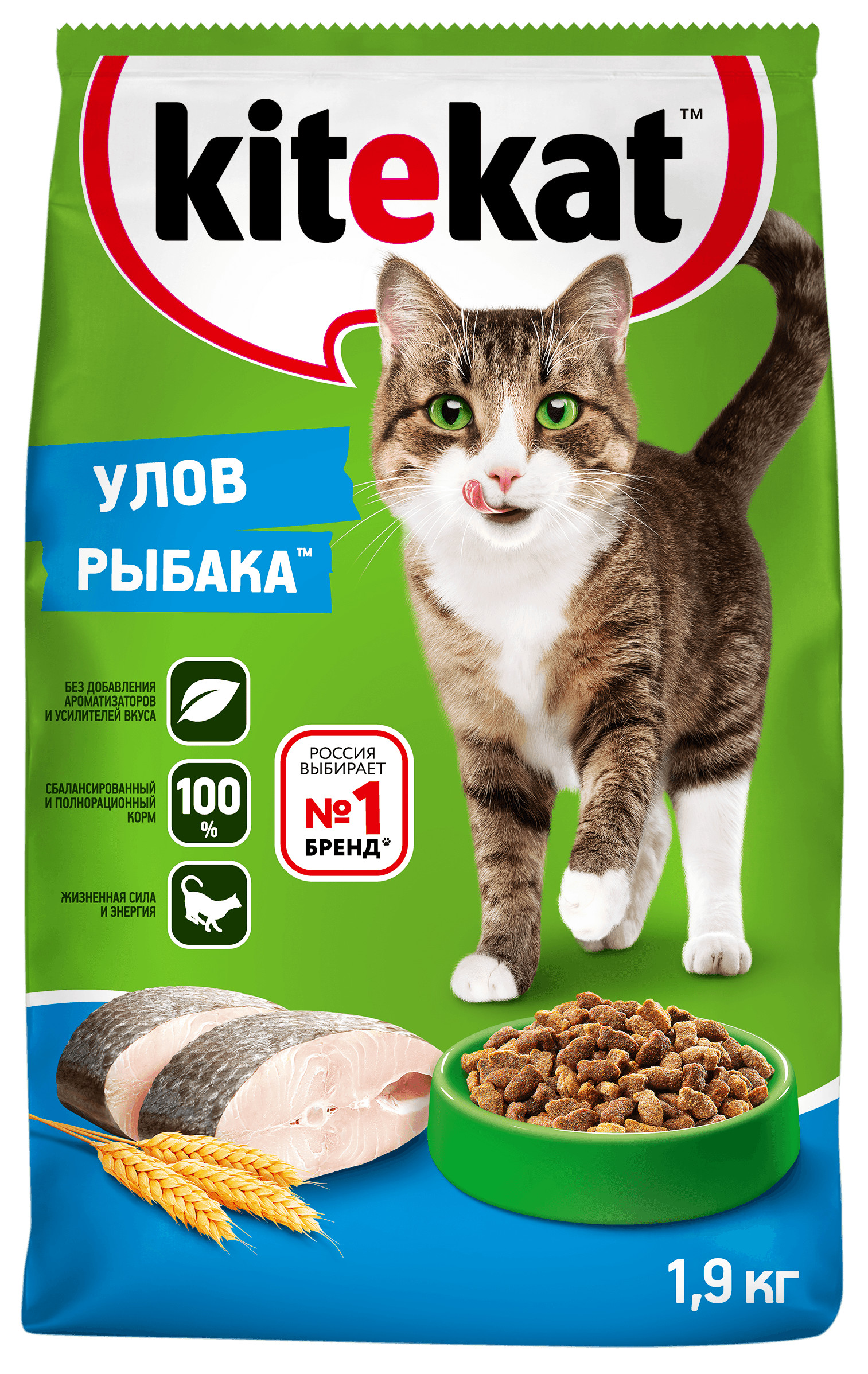 фото Сухой корм для кошек kitekat, улов рыбака, 1,9кг