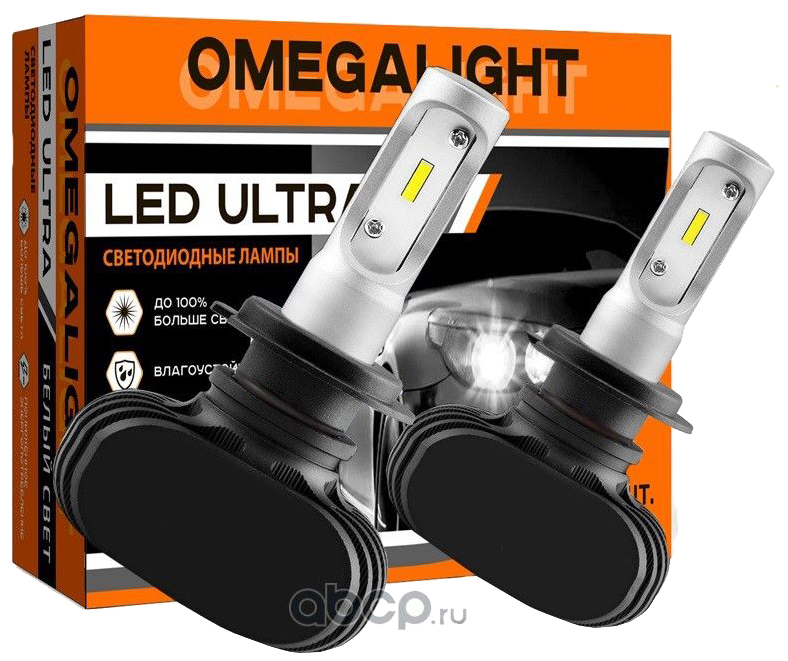 фото Комплект светодиодных ламп led omegalight ultra h7 2500lm (2 шт)