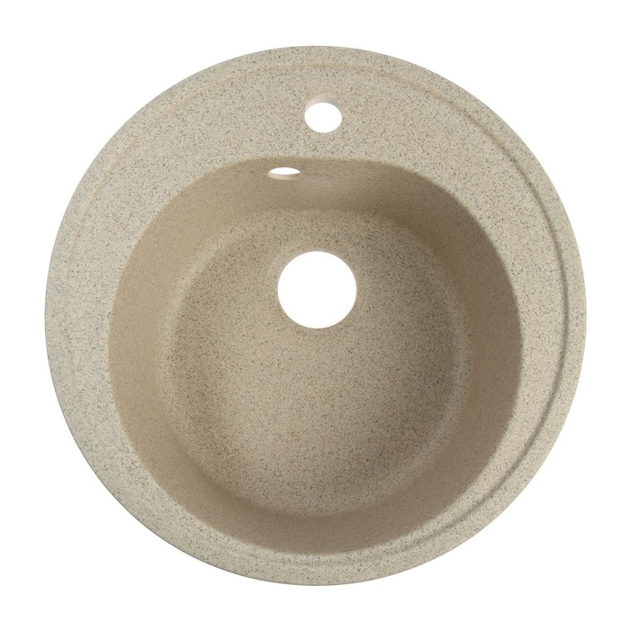 фото Мойка для кухни из камня zein 3/q5, d = 510 мм, круглая, перелив, цвет песочный
