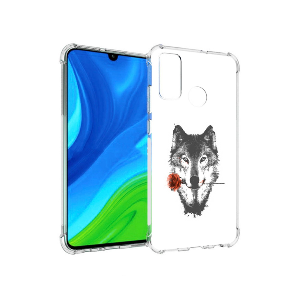 

Чехол MyPads Tocco для Huawei P Smart (2020) волк с розой, Прозрачный, Tocco
