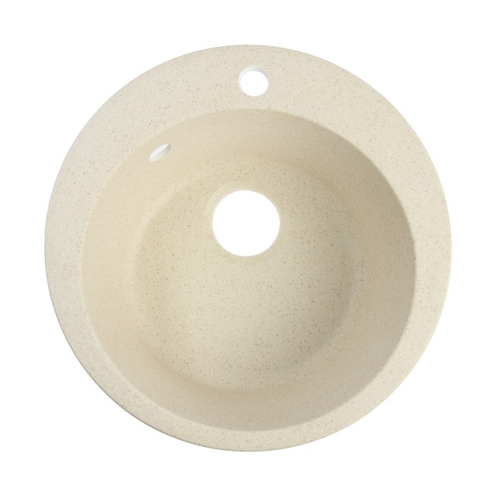 фото Мойка для кухни из камня zein 30/q2, d = 475 мм, круглая, перелив, цвет бежевый
