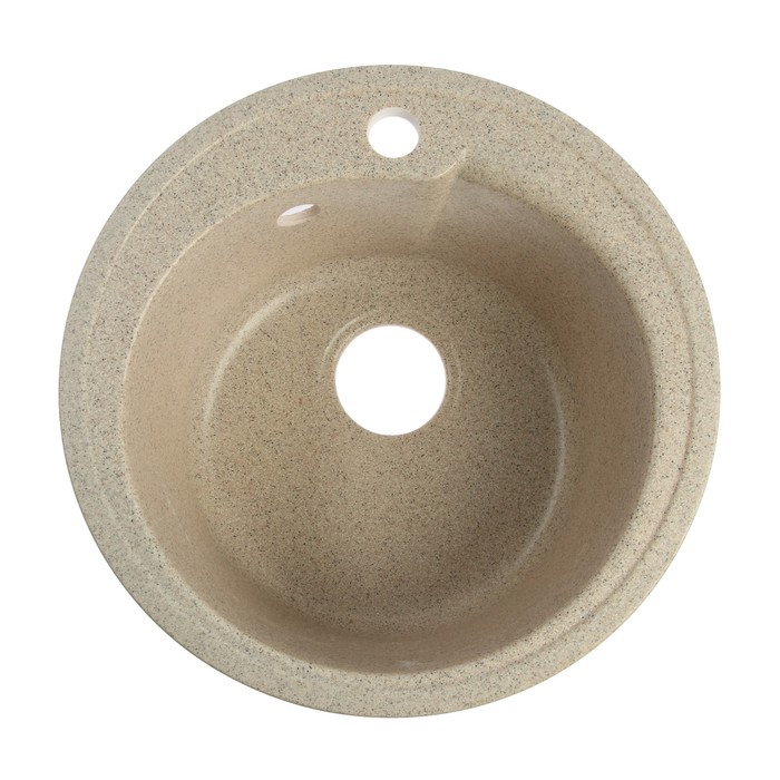 фото Мойка для кухни из камня zein 4/q5, d = 435 мм, круглая, перелив, цвет песочный