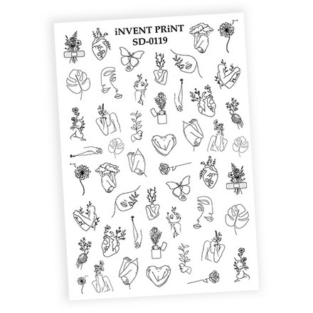 

Набор, iNVENT PRiNT, Слайдер-дизайн «Лица. Листья. Цветы» №SD-119, 3 шт., Разноцветный