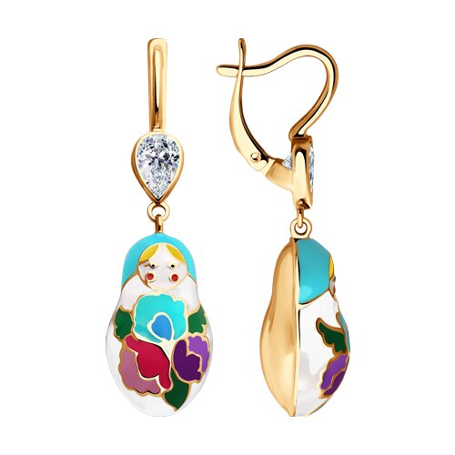 

Серьги подвески из серебра TEO MAORI 893020450, фианит/эмаль, 893020450