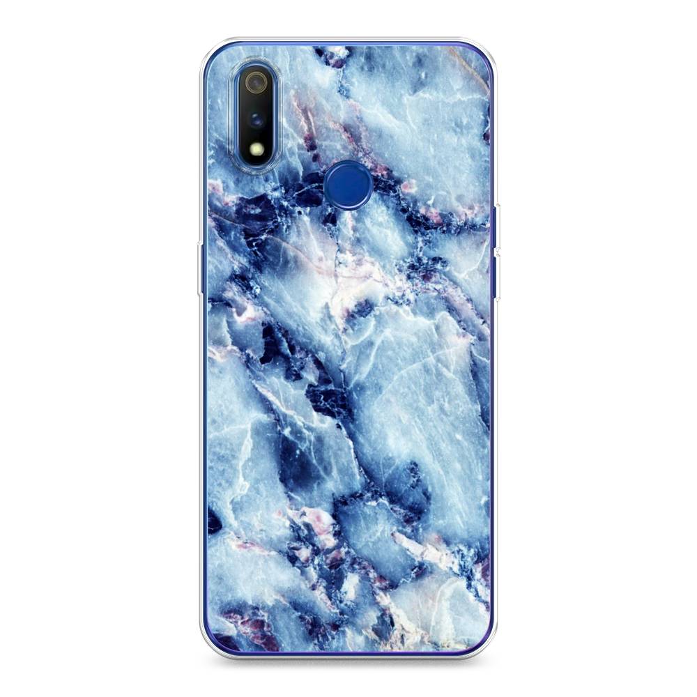 

Чехол на Realme 3 Pro "Мрамор с синими прожилками", Синий, 251250-3