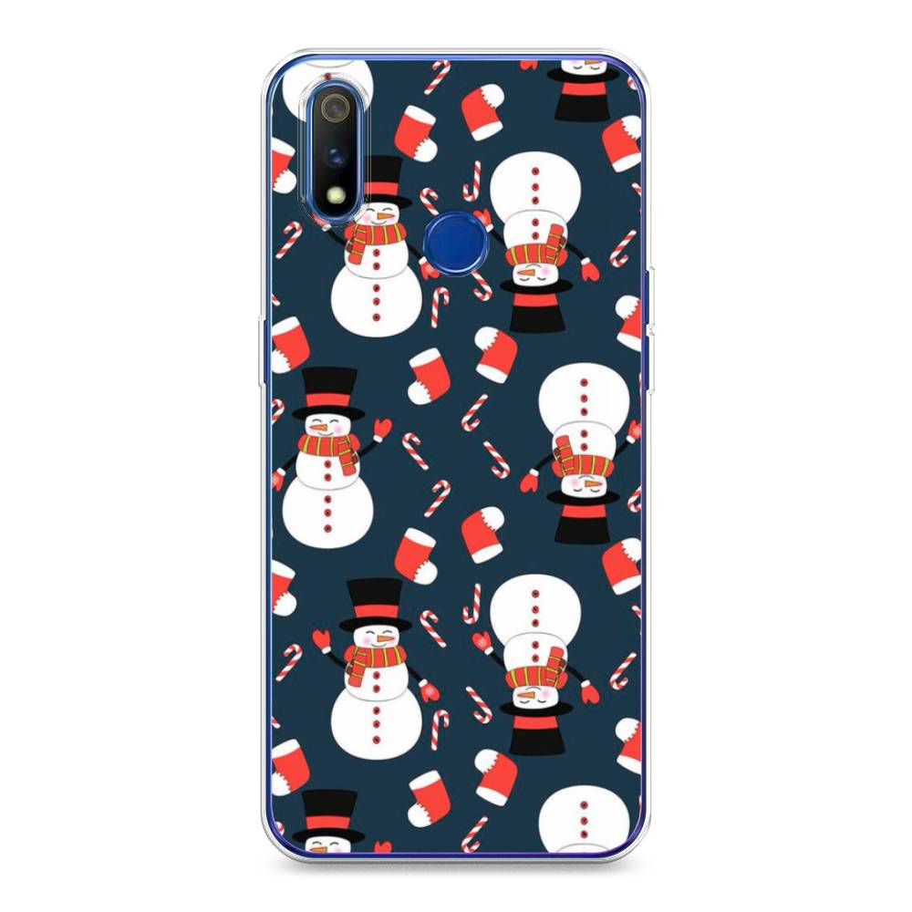 

Чехол на Realme 3 Pro "Синие снеговики", Синий;белый;красный, 251250-5