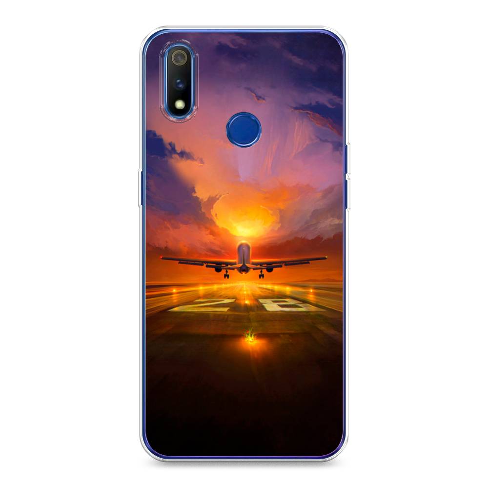 

Чехол на Realme 3 Pro "Самолет на посадке", Оранжевый;синий, 251250-6