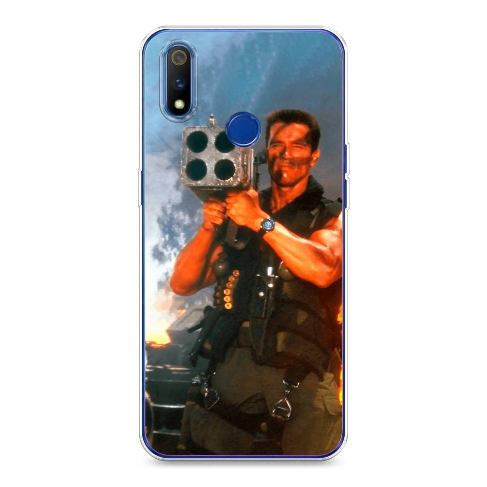 

Чехол на Realme 3 Pro "Арнольд Шварцнеггер с базукой", Голубой;коричневый, 251250-6