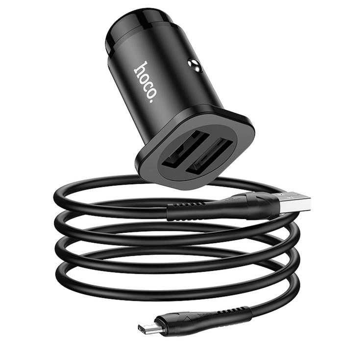 

Автомобильное зарядное устройство Hoco NZ4, 24 Вт, 2 USB-2.4 А, кабель microUSB 1м, черный, NZ4, 24 Вт, 2 USB-2.4 А, кабель microUSB 1м, черный