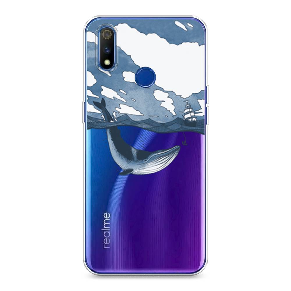 

Чехол на Realme 3 Pro "Большой кит", Синий, 251250-1
