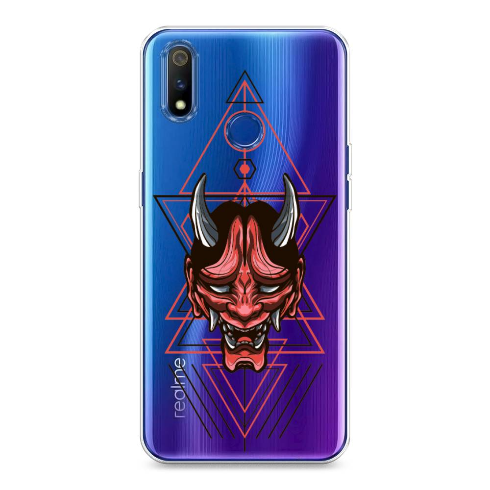 

Чехол на Realme 3 Pro "Hanya Oni mask", Серый;красный;черный, 251250-4