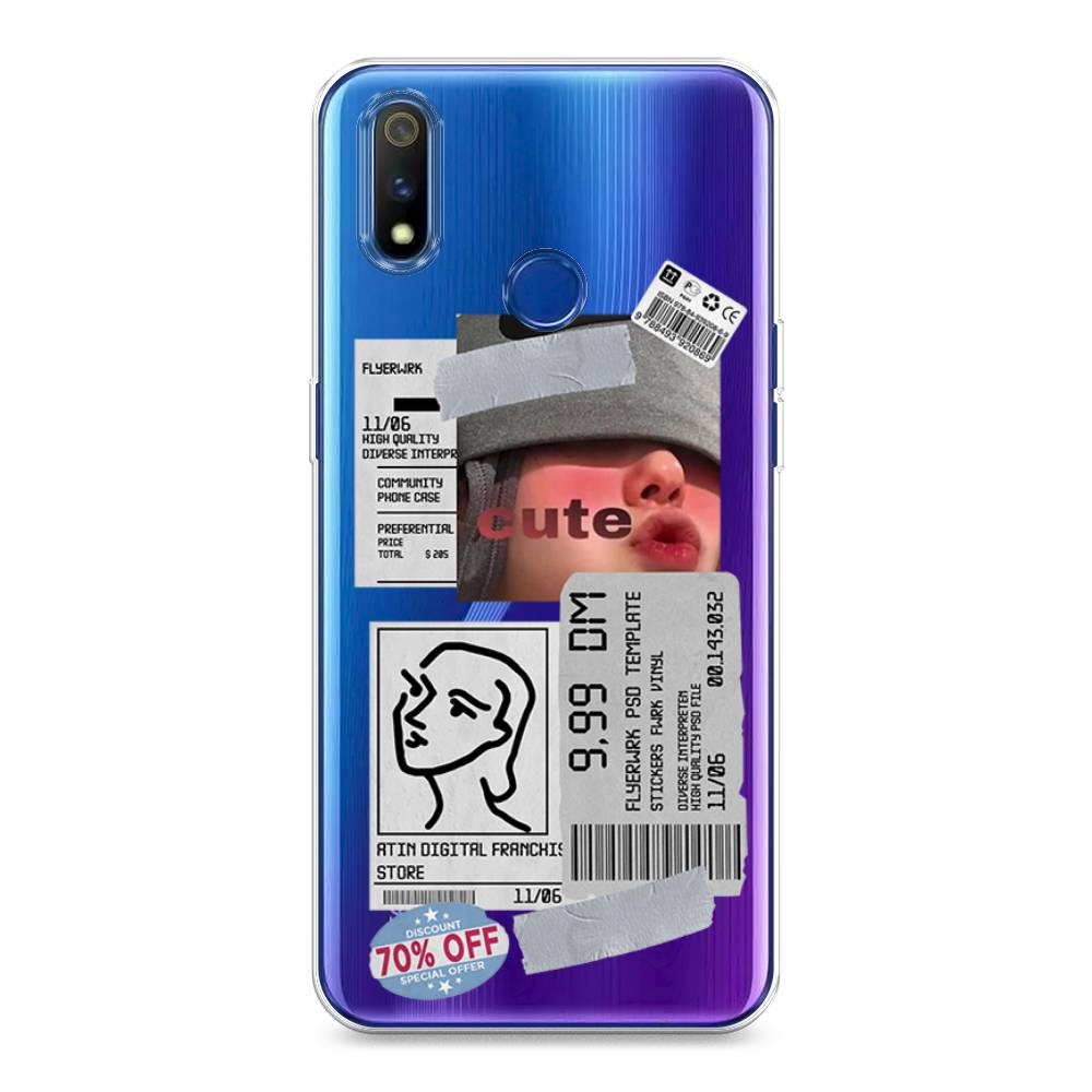 

Чехол на Realme 3 Pro "Cute girl collage", Розовый;серый;голубой, 251250-6