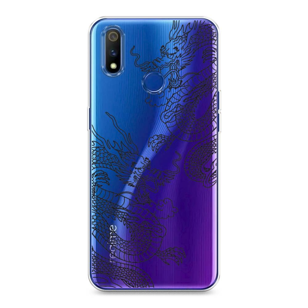 

Чехол на Realme 3 Pro "Два китайских дракона", Серый;черный, 251250-1