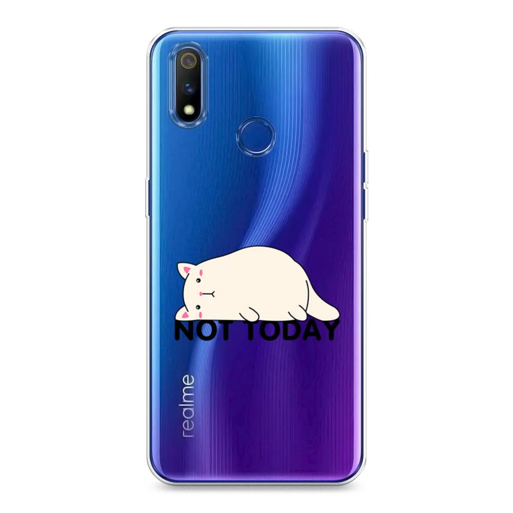 

Чехол на Realme 3 Pro "Cat not today", Белый;розовый;черный, 251250-1