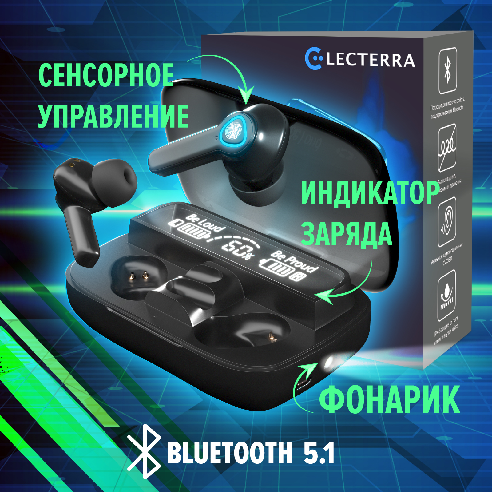 Беспроводные наушники Electerra с микрофоном спортивные Grey