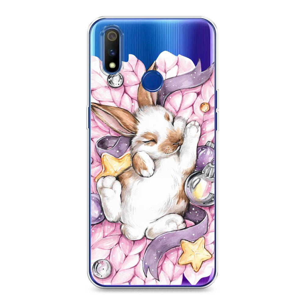 

Чехол на Realme 3 Pro "Кролик спит", Розовый;белый, 251250-5