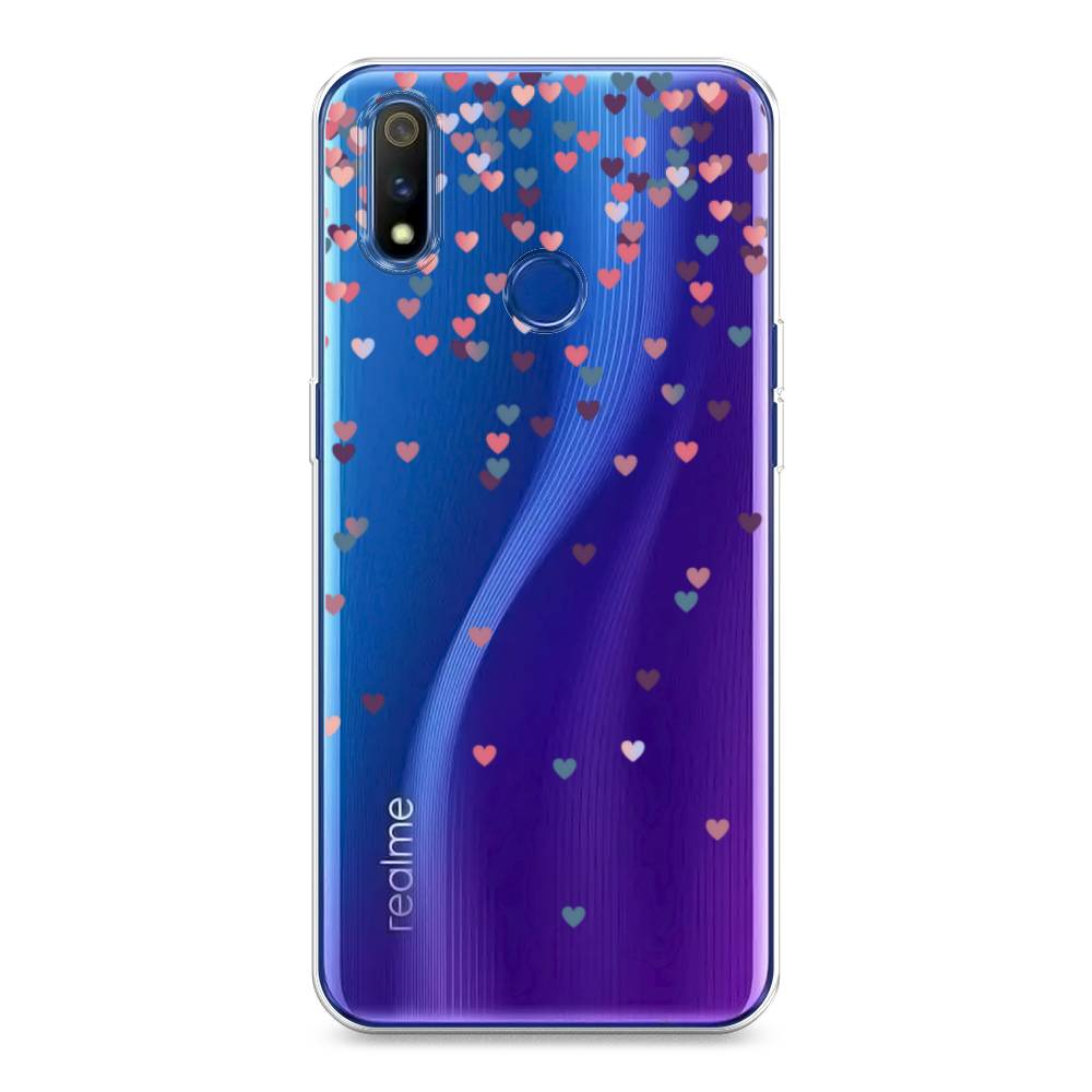 

Чехол на Realme 3 Pro "Посыпка сердечки", Розовый;фиолетовый, 251250-3