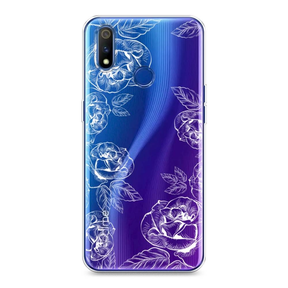 

Чехол на Realme 3 Pro "Розы графика", Черный;серый, 251250-2