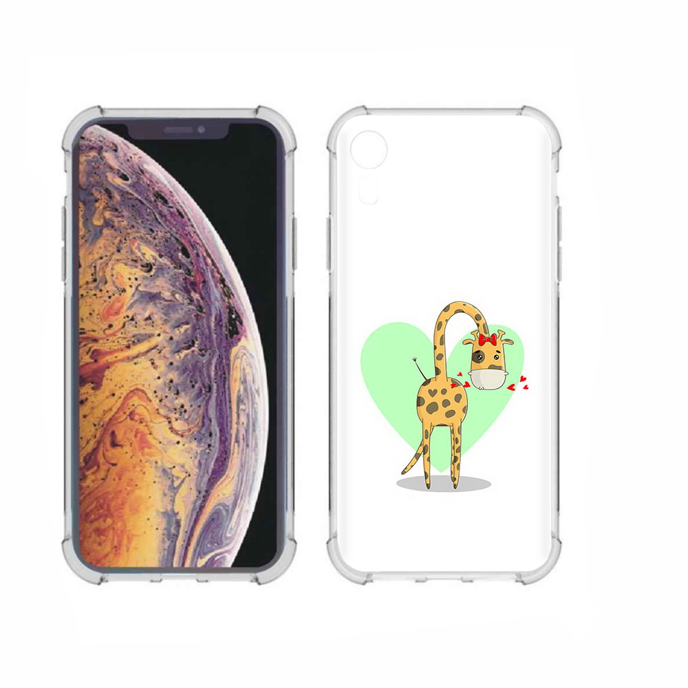 

Чехол MyPads Tocco для Apple iPhone XR Влюбленный жираф 14 февраля, Прозрачный, Tocco