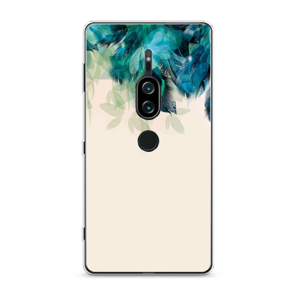 фото Силиконовый чехол "перья голубого цвета" на sony xperia xz2 premium awog